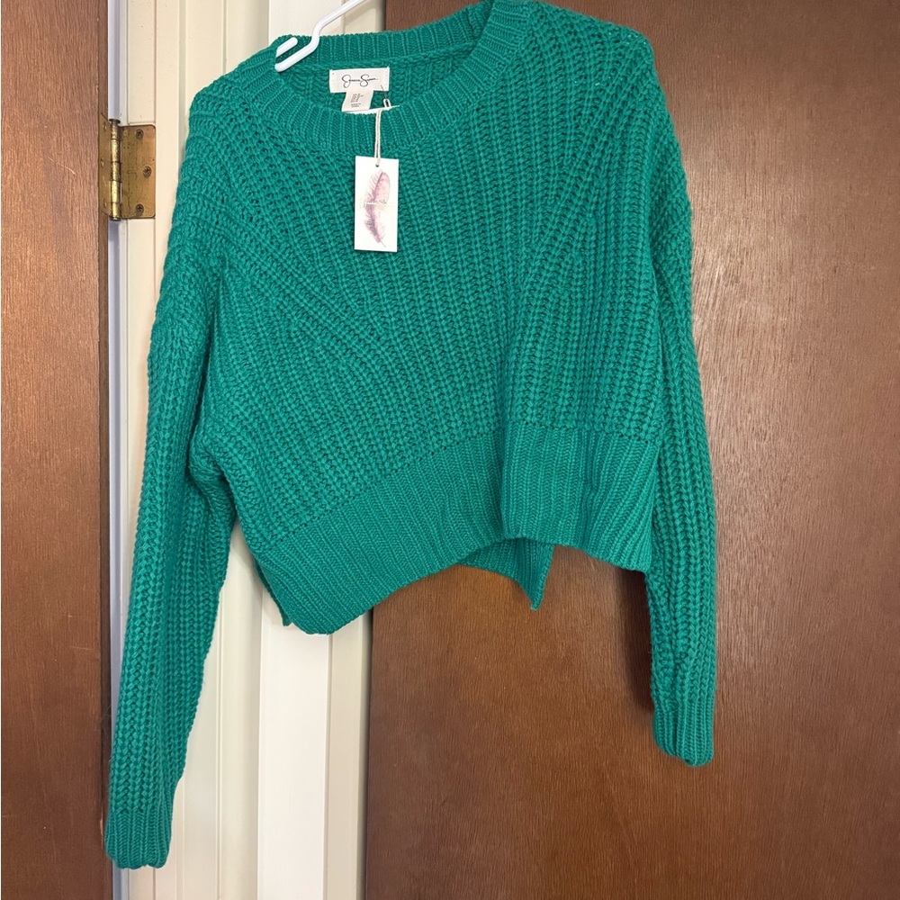 Green Knit Crop Sweater
